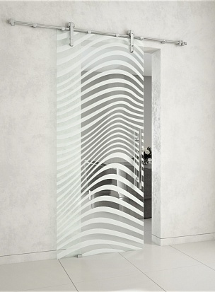 Вейда O10 Стеклянная раздвижная дверь на открытом механизме с художественным матированием
