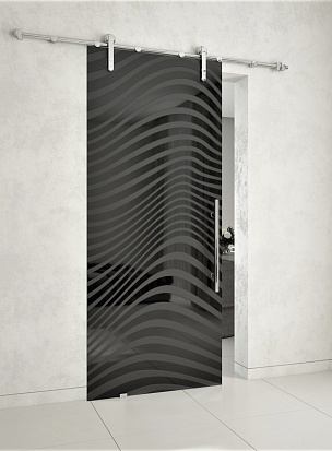 Вейда С10 Стеклянная раздвижная дверь на открытом механизме с художественным матированием