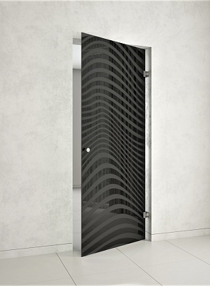 Алва С8 Стеклянная маятниковая дверь на петлях с художественным матированием