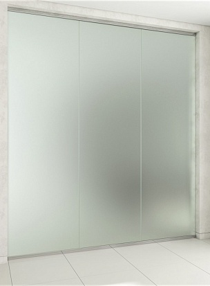 Стеклянная перегородка без дверей, с матовым декорированием, с бесцветным стеклом 8 мм