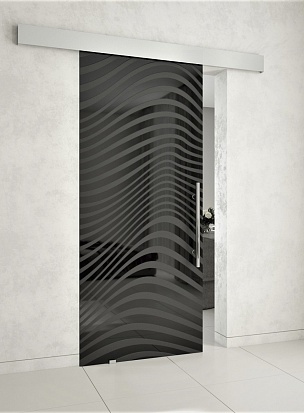 Гарда С10 Стеклянная раздвижная дверь на скрытом механизме с художественным матированием