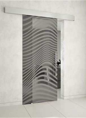 Гарда G10 Стеклянная раздвижная дверь на скрытом механизме с художественным матированием