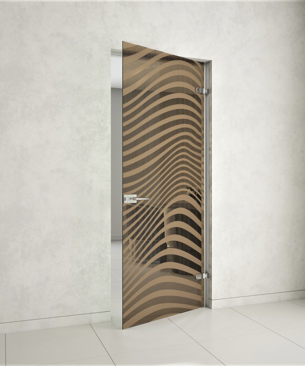 Агар В8 Стеклянная распашная дверь с алюминиевой коробкой с художественным матированием