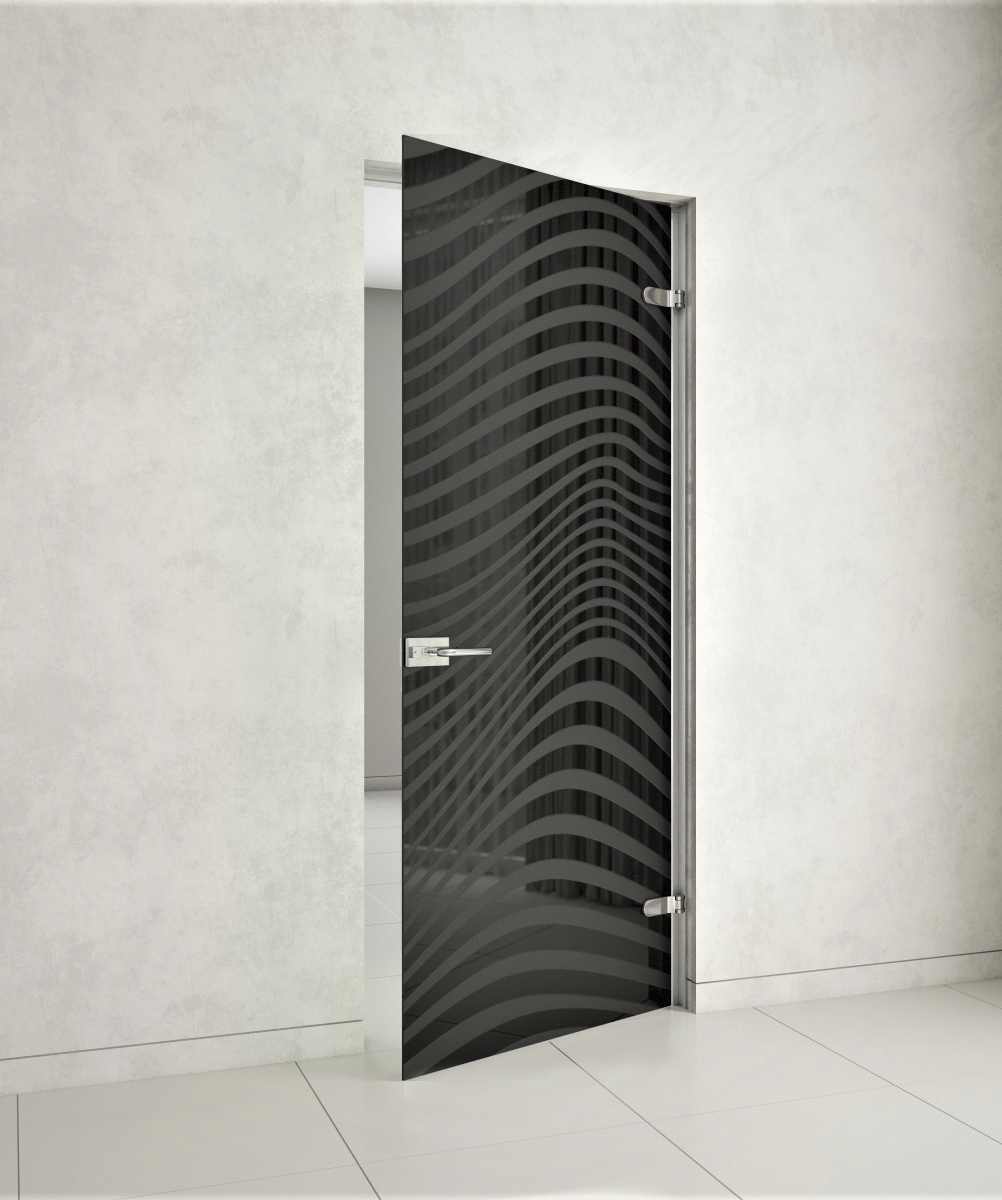 Агар С8 Стеклянная распашная дверь с алюминиевой коробкой с художественным матированием