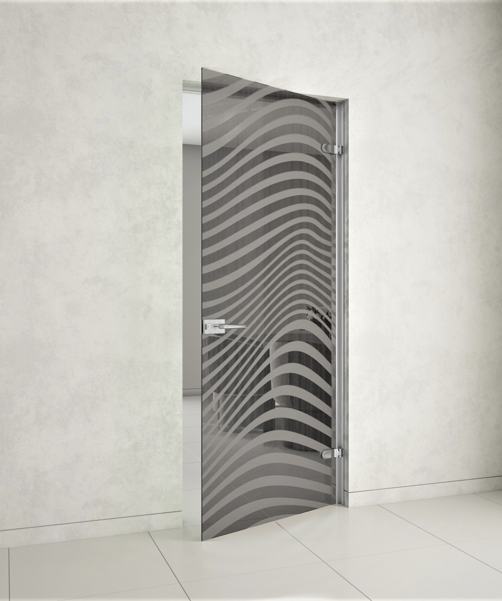 Агар G8 Стеклянная распашная дверь с алюминиевой коробкой с художественным матированием