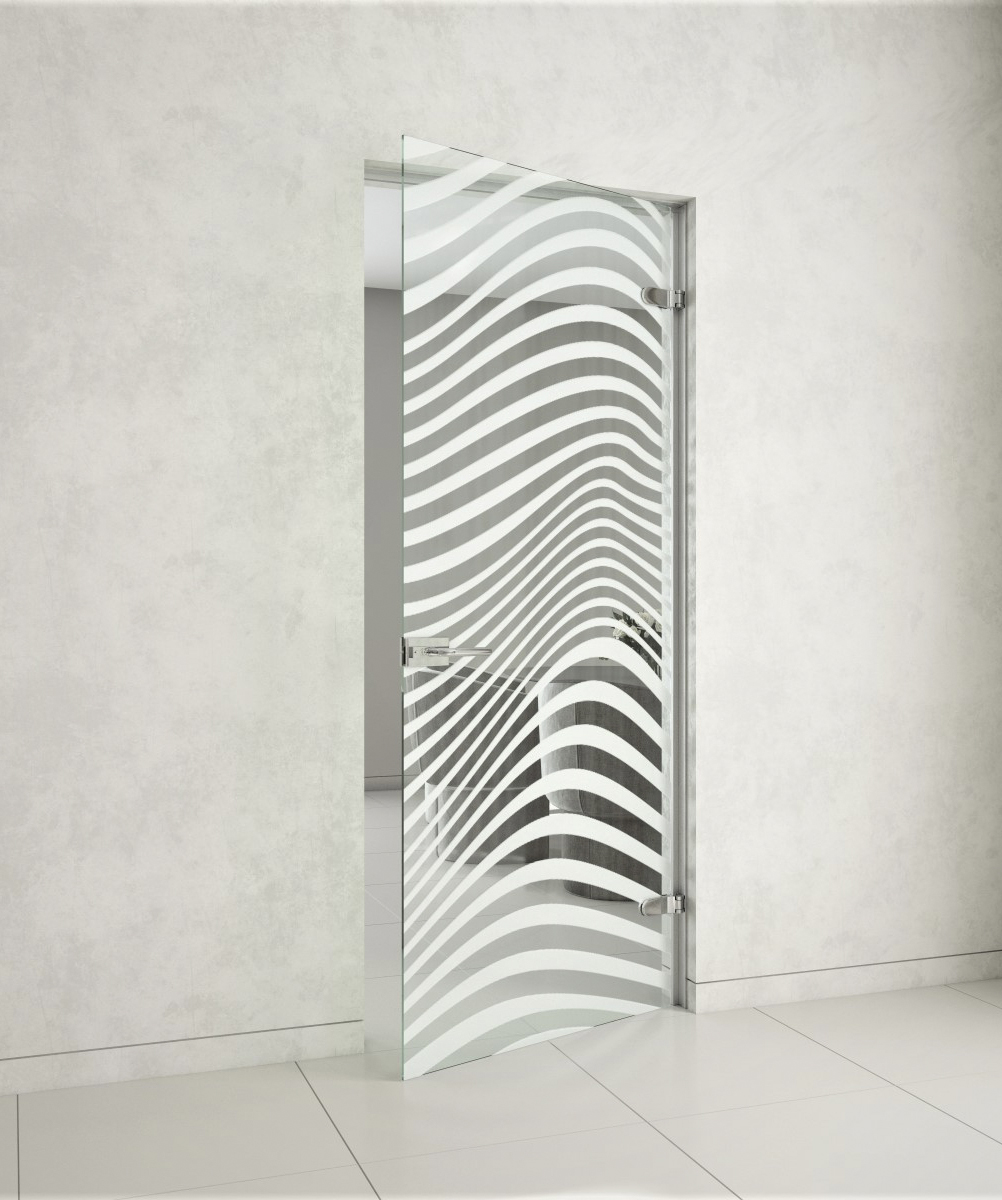 Агар О8 Стеклянная распашная дверь с алюминиевой коробкой с художественным матированием